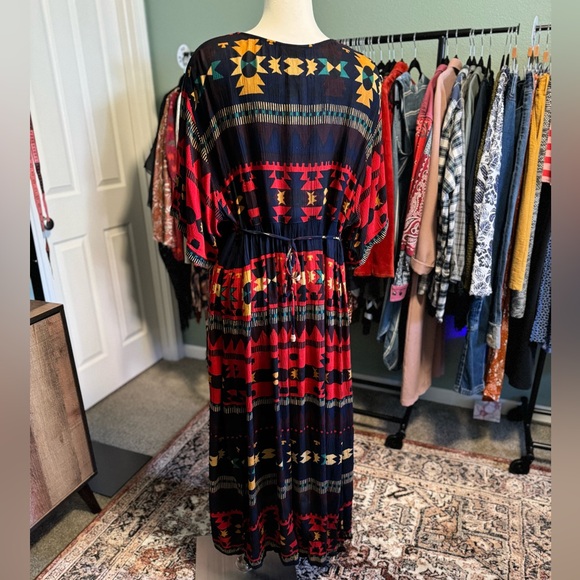 Vintage Jasmine by KVM 90’s Boho Grunge Southwestern Button Up Maxi Dress XL - Picture 6 of 9